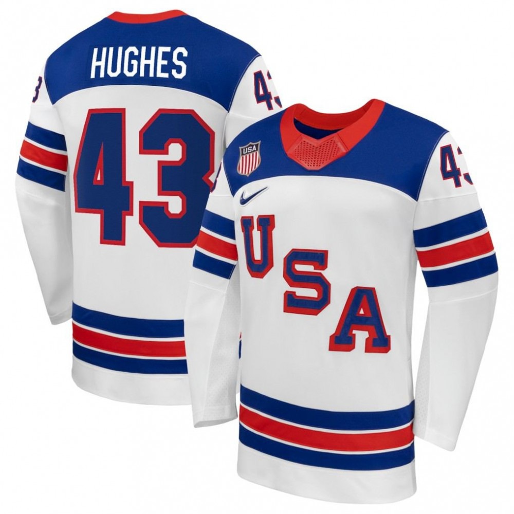 Quinn Hughes USA Hockey Olympic 2026 White Away Replica Jersey-Pro Kit Vault | Brand New 26/27 Sports Jerseys